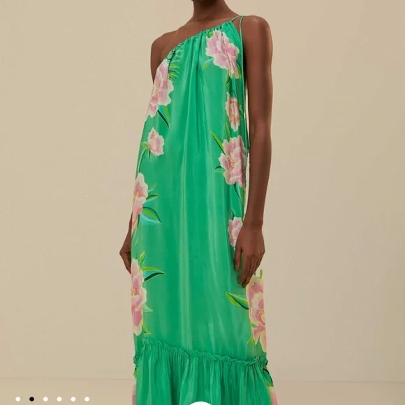 Farm Rio Floral Vibing Satin Maxi Dress M - Picture 2 of 11
